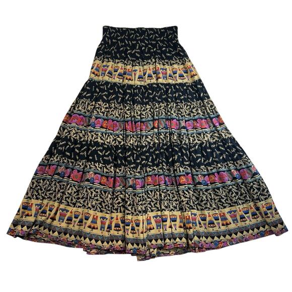 VTG Y2K Sz 4 Carole Little Skirt Cottagecore Abstract Boho Maxi Elastic Waist - Picture 2 of 12